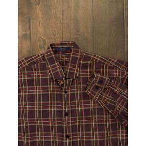 Alan Flusser Men's Multicolor Striped Plaid Button Up Shirt Size M Long Sleeve